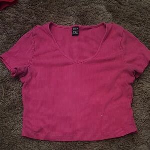 SHEIN Pink Fitted Crop T-Shirt